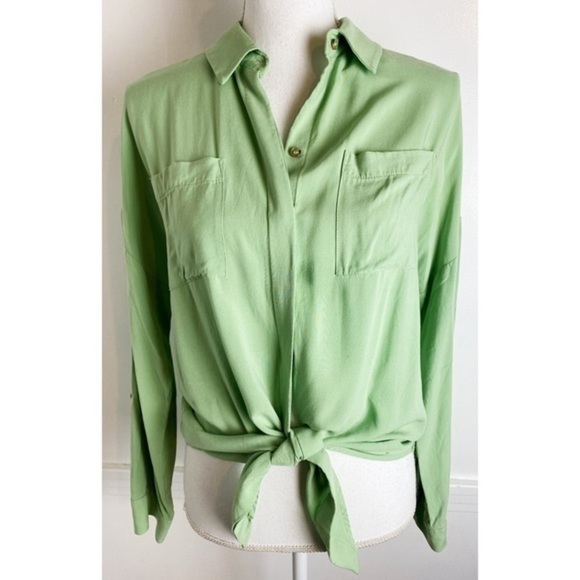 Maeve Anthropologie • Sandbridge Green Tie Blouse - Picture 3 of 6